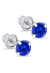 elegant white gold round basket baby September birthstone earrings